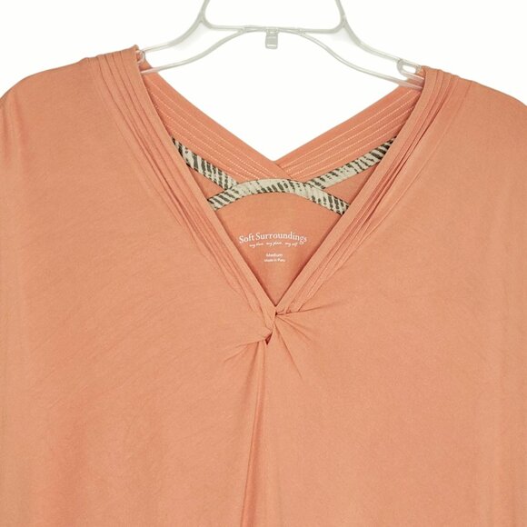 Soft Surrounding Blouse Size M Peach Relaxed Fit Sleeveless Soft Stretch - Picture 2 of 5
